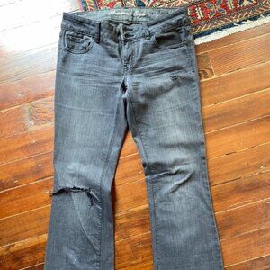 American Eagle Artist boot cut, stretch distressed faded black jeans 8